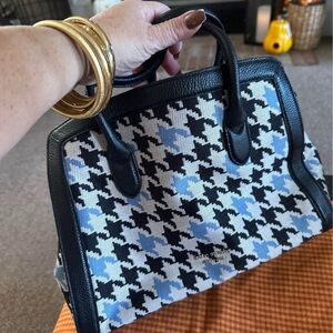 Kate Spade Navy and Blue Houndstooth Satchel